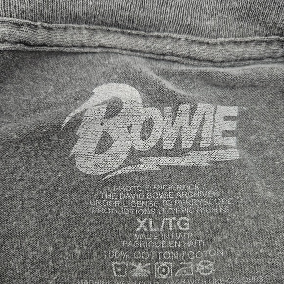 Bowie 1972 Tour Graphic T Shirt XL TG Charcoal Grey Cotton - Picture 4 of 7